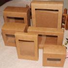 10 Pcs DIY Vintage color Kraft paper gift box package with clear_1